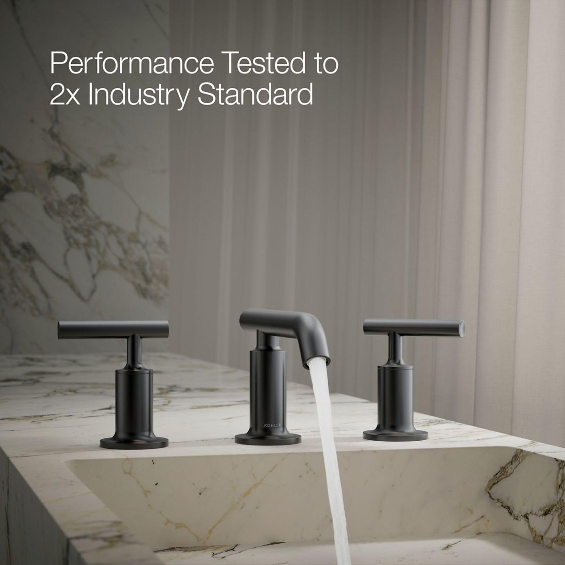 KOHLER Purist Widespread Bathroom Sink Faucet with Low Lever Handles and Low Spout