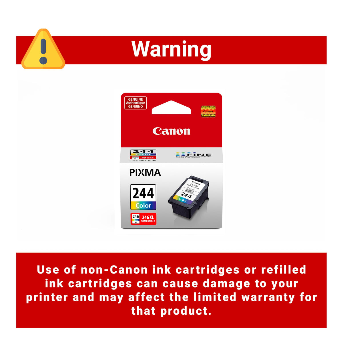 Canon CL-244 Genuine Color Ink Cartridge, Compatible with iP2820, MX492, MG2420/2520/2920/2922/2924/3020/2525, TS3120/302/302a/202/4520/3320