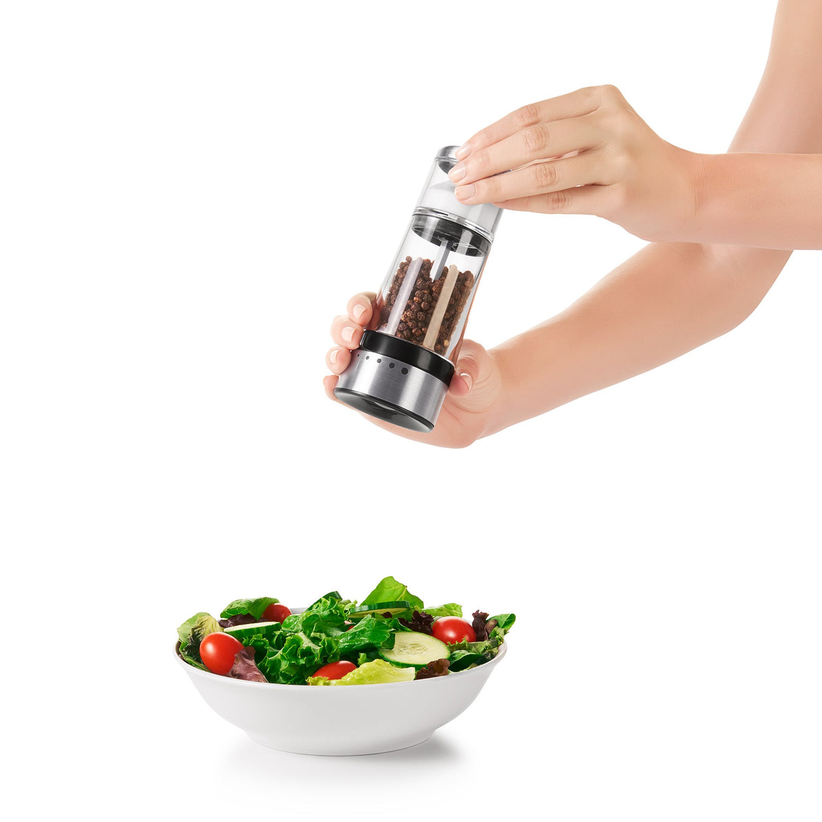 OXO Good Grips 2-in-1 Salt & Pepper Grinder & Shaker, Silver