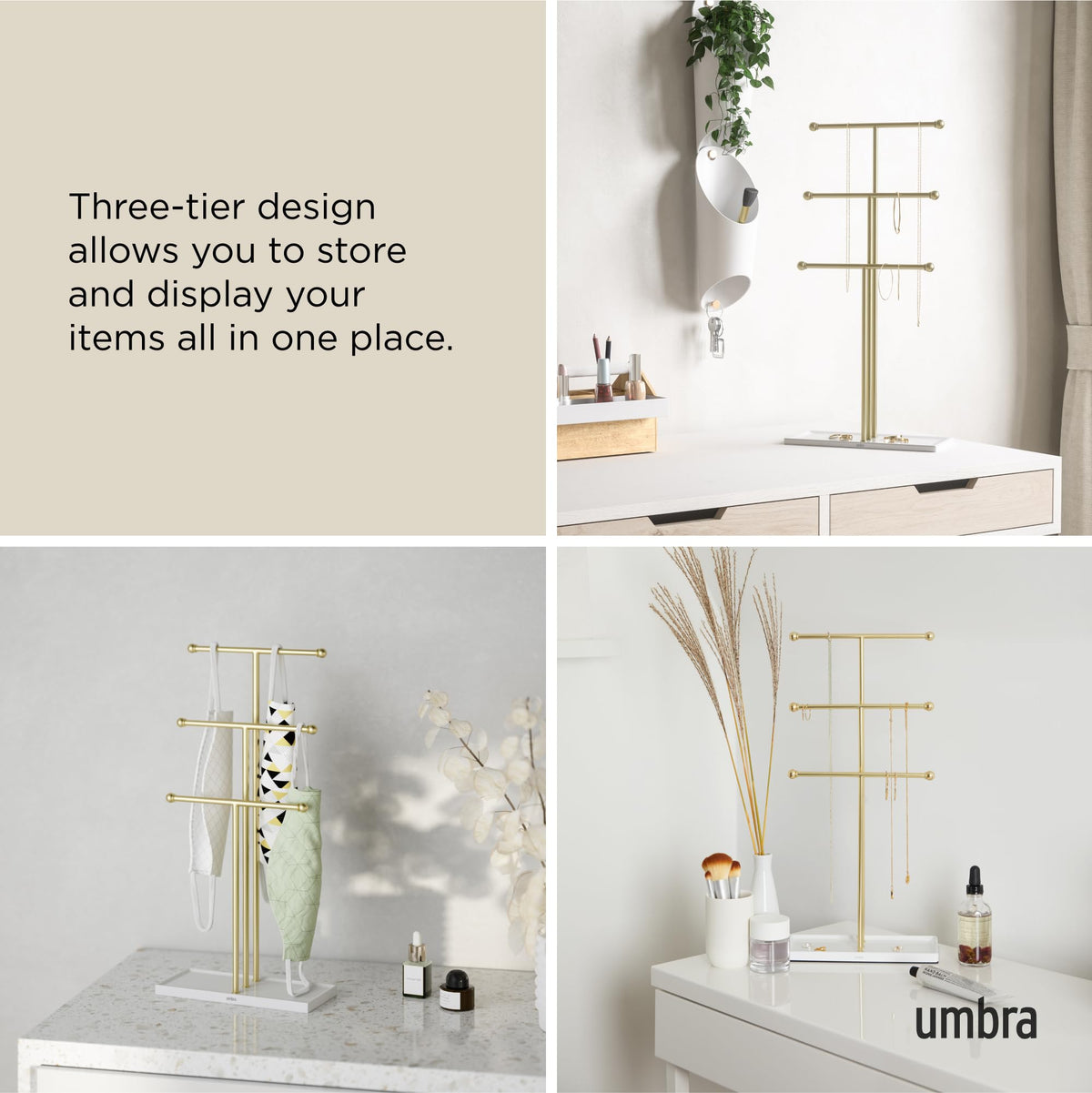 Umbra Trigem Jewelry Stand, Gold