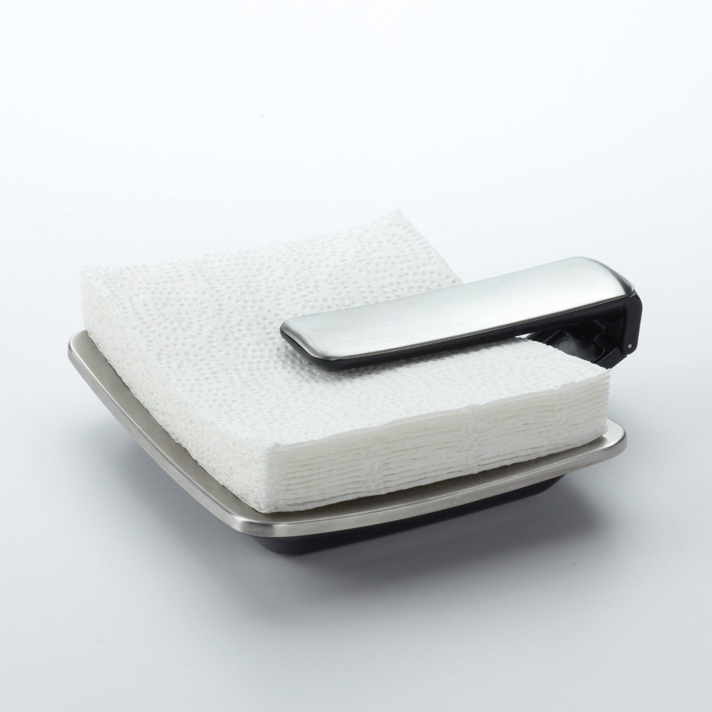 OXO Good Grips SimplyPull Napkin Holder, Stainless Steel, Silver/Black