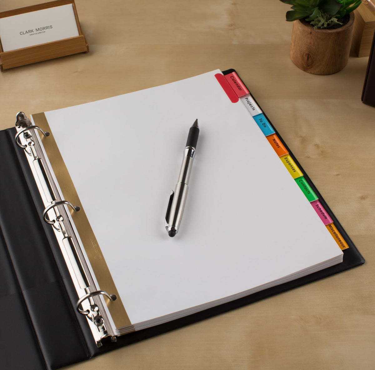 Avery 8-Tab Binder Dividers, Insertable Multicolor Big Tabs, 1 Set (11123)