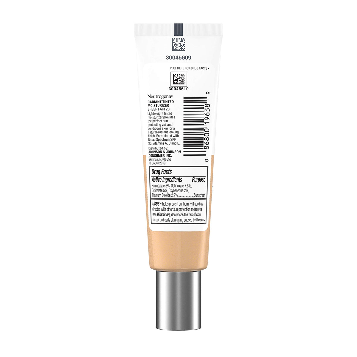 Neutrogena Healthy Skin Radiant Tinted Facial Moisturizer with Broad Spectrum SPF 30 Sunscreen Vitamins A, C, & E, Lightweight, Sheer, & Oil-Free Coverage, Sheer Fair 20, 1.1 fl. oz