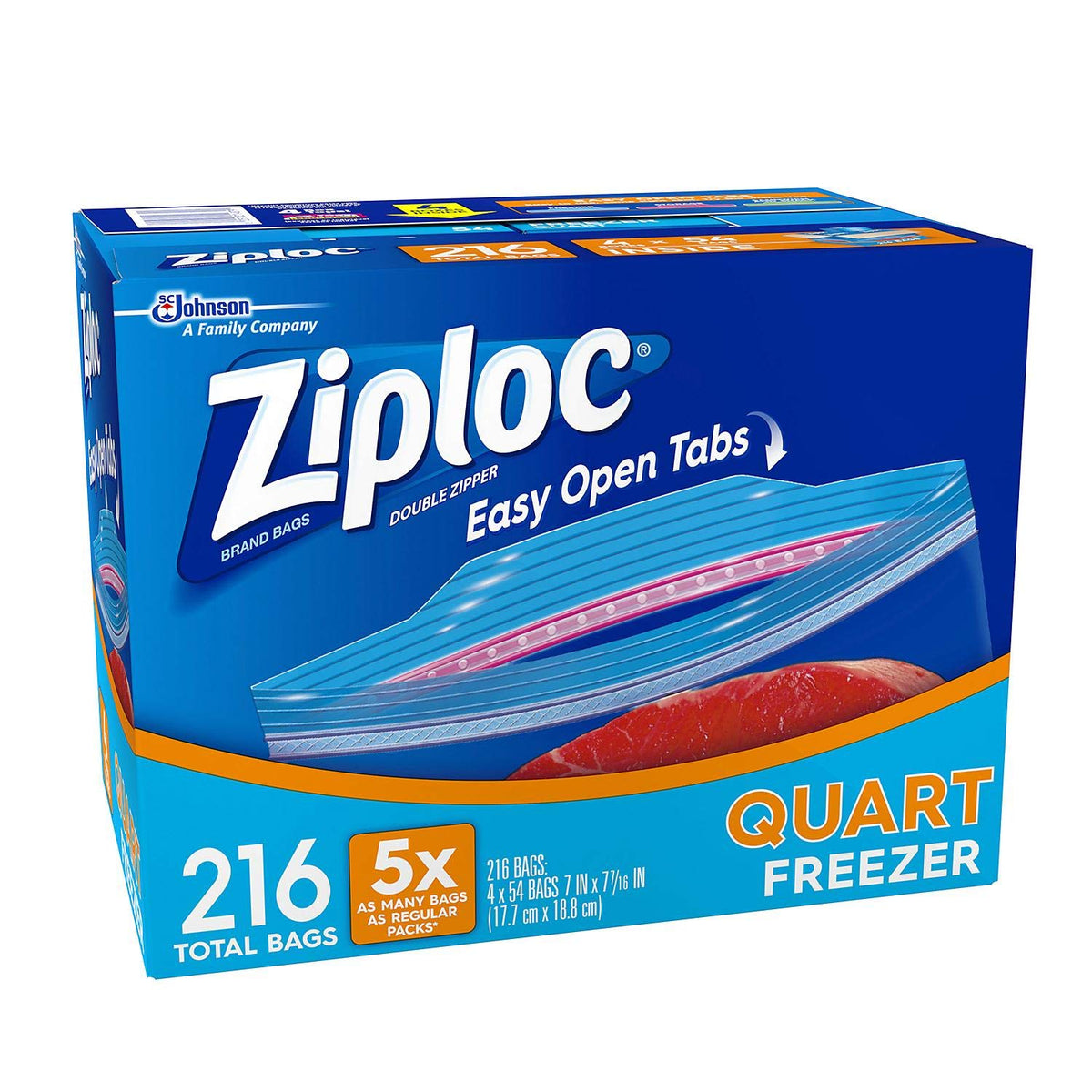 Double Zipper Quart Freezer Bags, Mega Pack 216 Count
