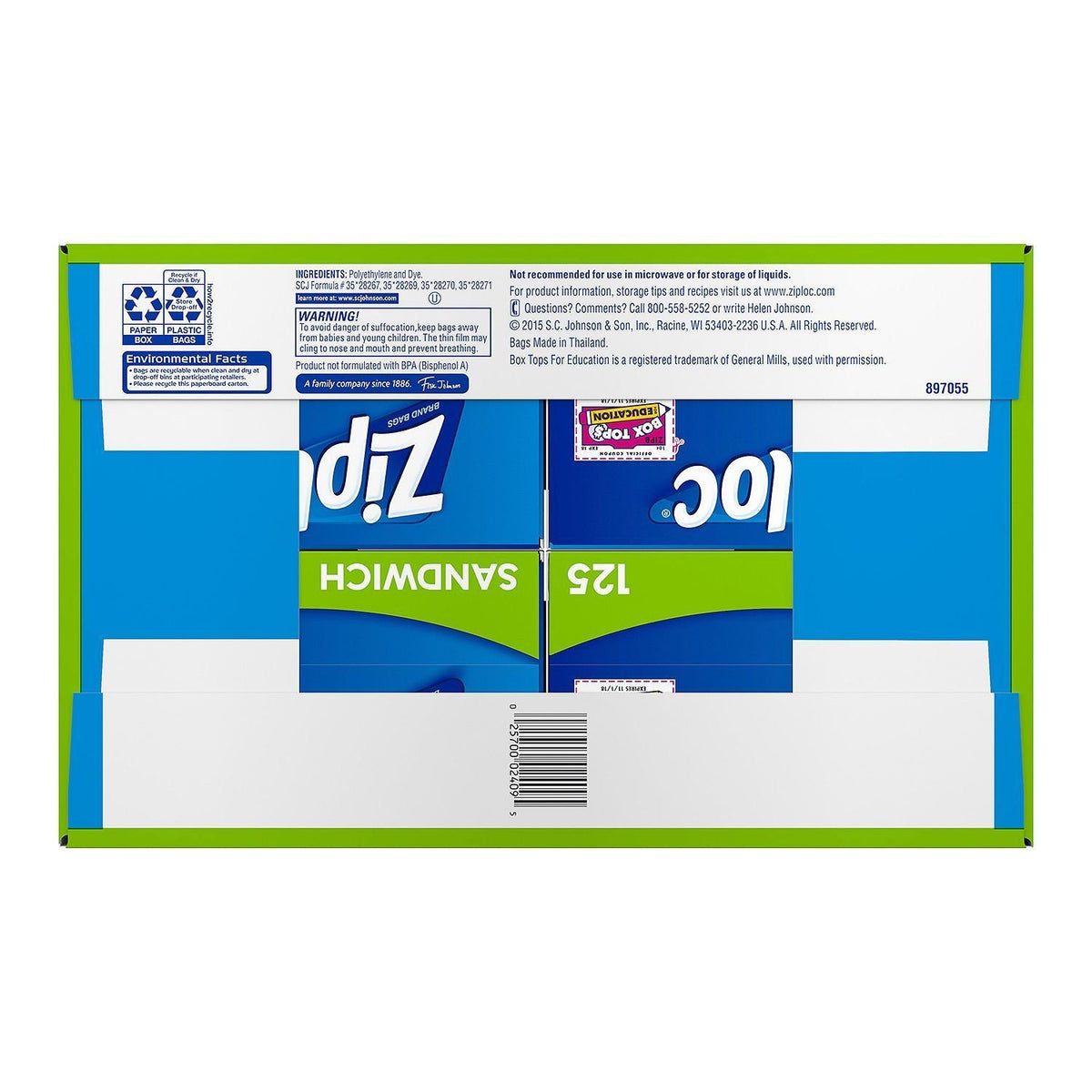 Ziploc Easy Open Tabs Sandwich Bags, 1000 CT