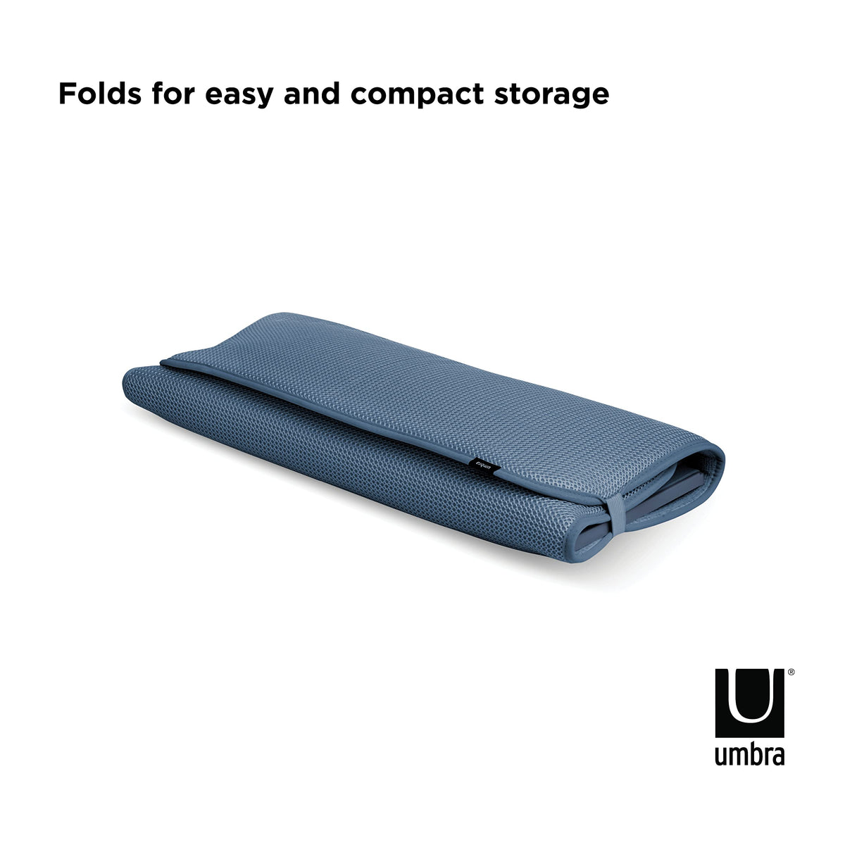 Umbra Udry Dish Rack and Microfiber Drying Mat – Space-Saving Design Folds Up for Easy Storage, Basic Rack, Denim