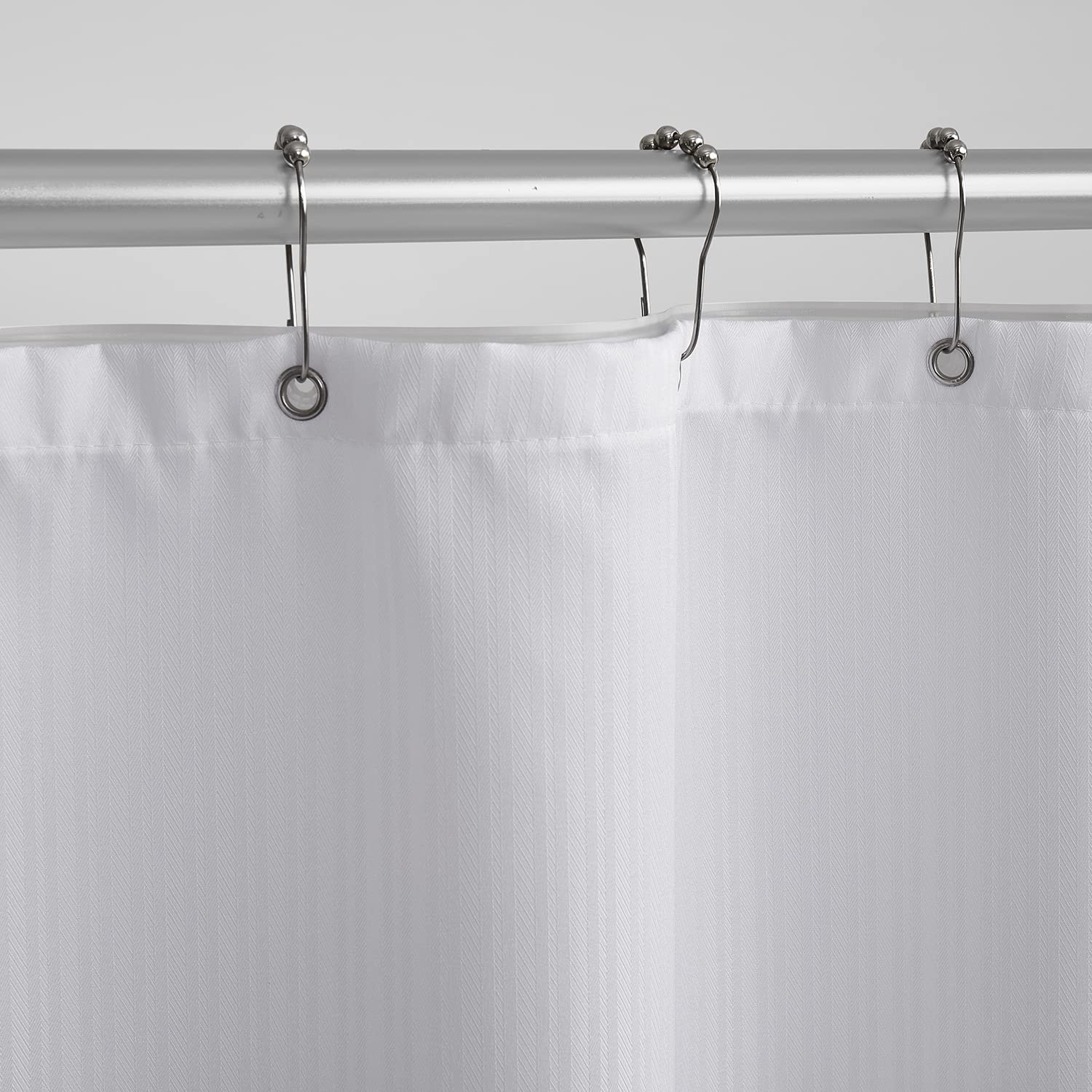 Clorox Treated Polyester Fabric Shower Curtain 70"x72" Bright White with Weighted Magnetic Hem, Machine Washable