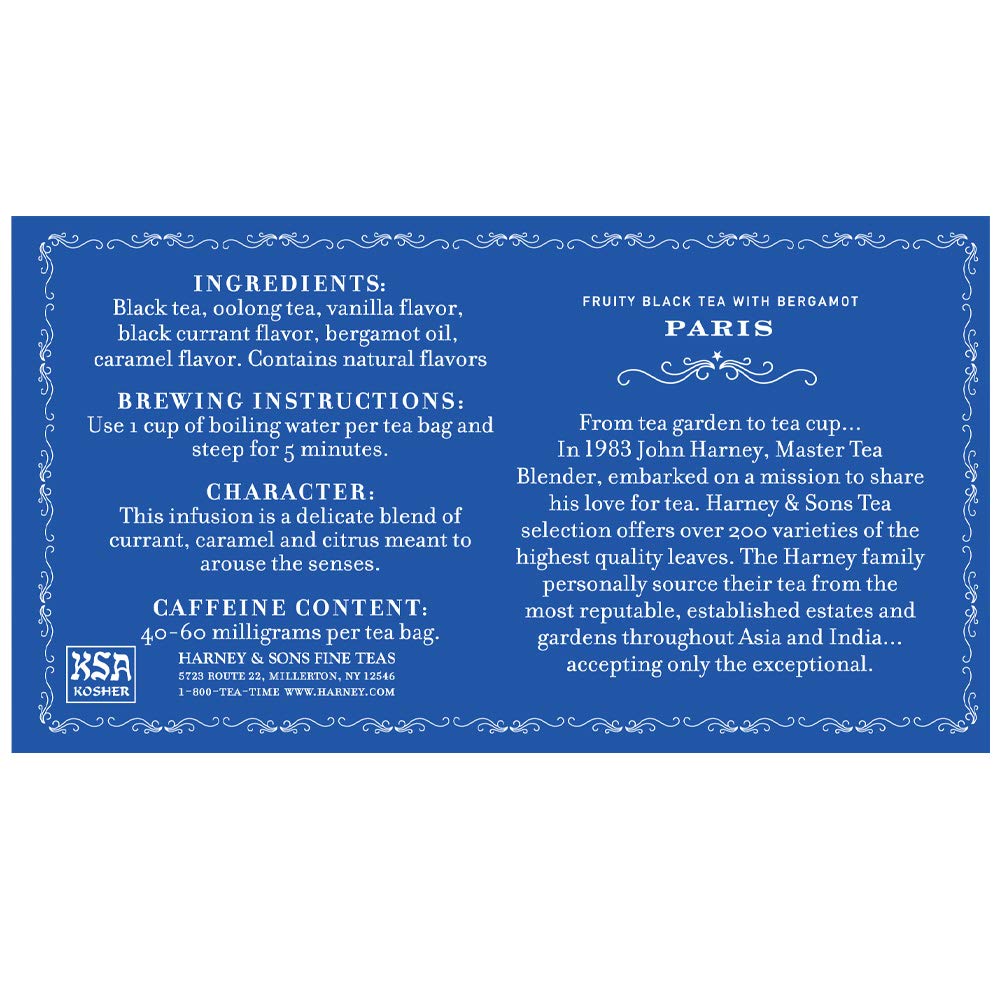 Harney & Sons Paris Tea, Fruity Black tea with Bergamot, 50 teabags