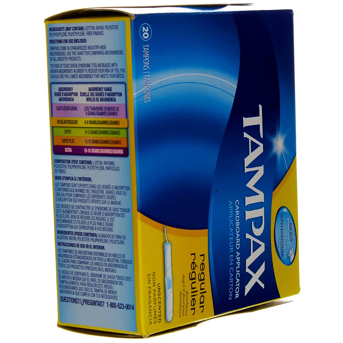 Tampax Flushable Applicator Regular Absorbency Tampons - 20 ea., Pack of 3