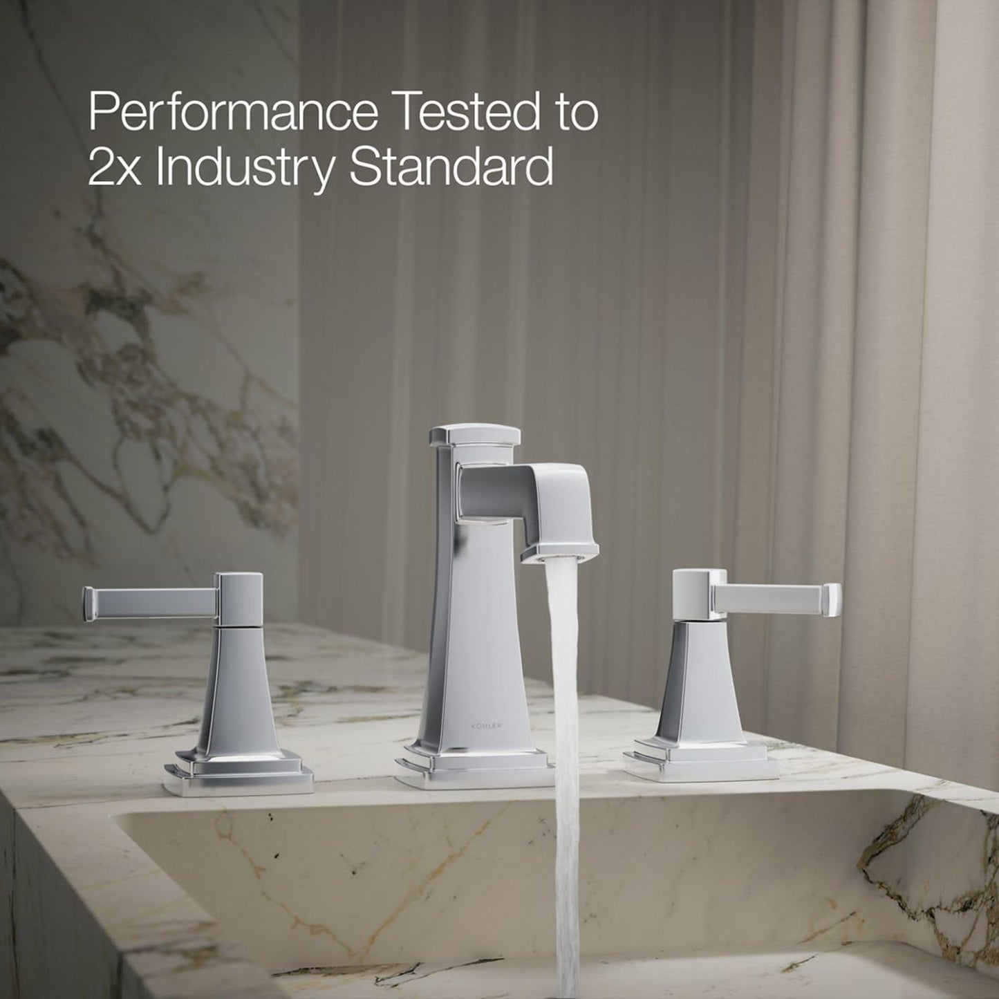 KOHLER 27399-4N-CP RIFF Widespread Bathroom Sink Faucet, Polished Chrome