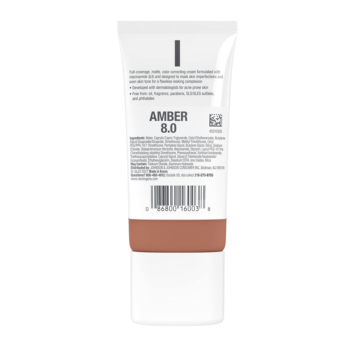 NEUTROGENA Clear Coverage Color Correcting Cream 1.0 oz. 8.0 / Amber