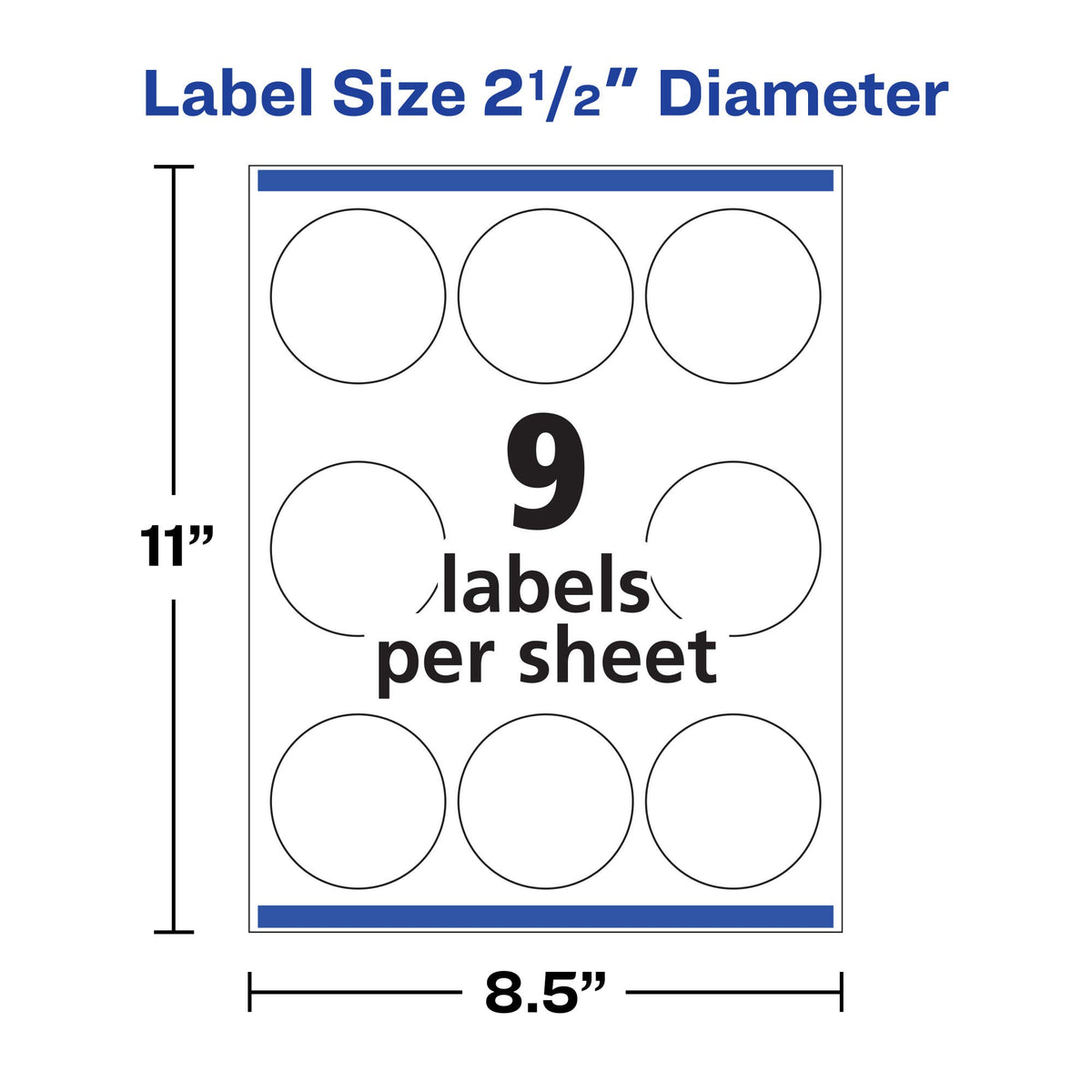 Avery Printable Round Labels with Sure Feed, 2.5" Diameter, Glossy White, 90 Customizable Labels (22830)