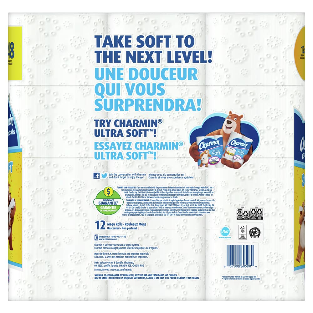 Charmin Essentials Soft Toilet Paper 12 Mega Rolls