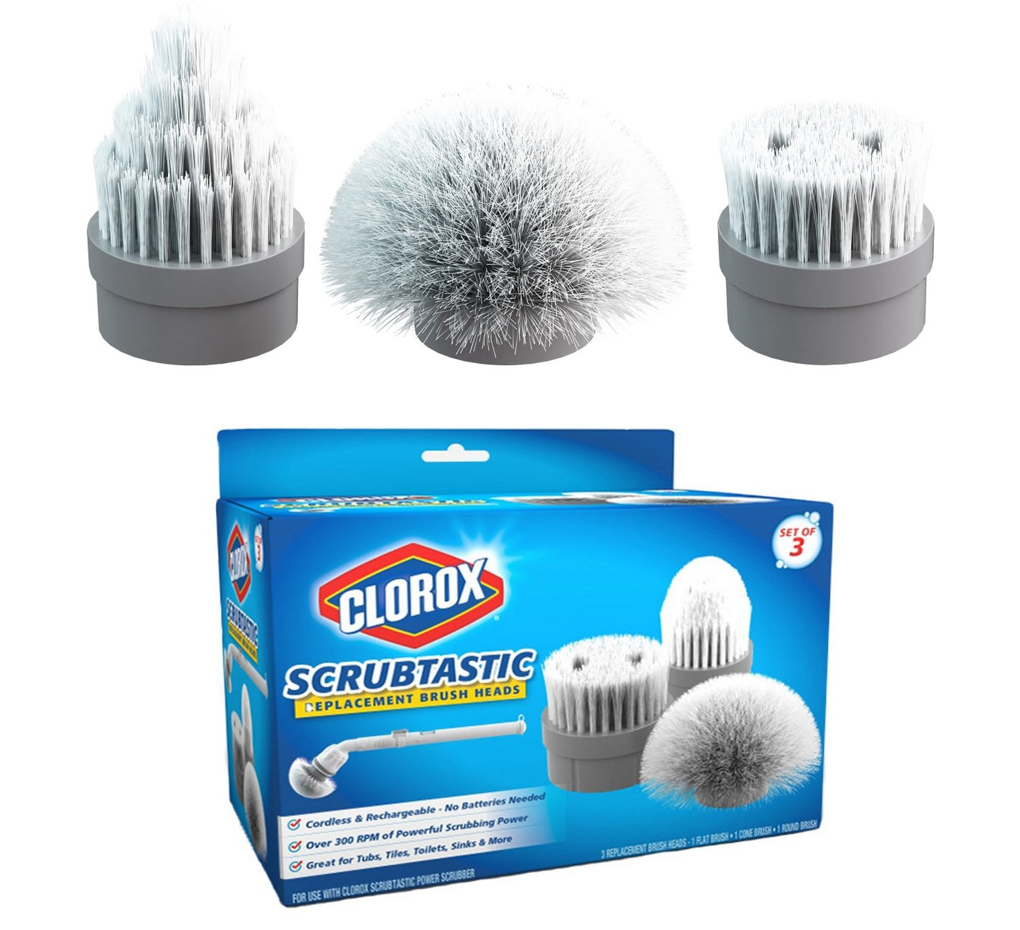 CLOROX Scrubtastic Replacement Brush Heads (Set of 3),White