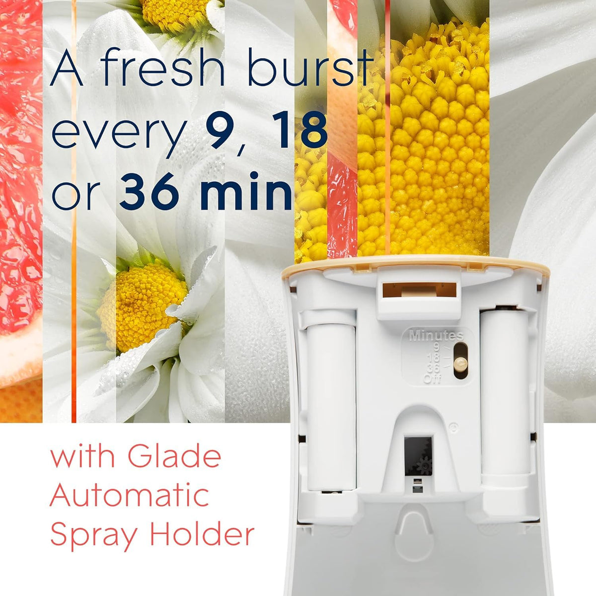 Glade Automatic Spray Refill, Air Freshener for Home and Bathroom, Joyful Citrus & Daisies, 6.2 Oz, Pink