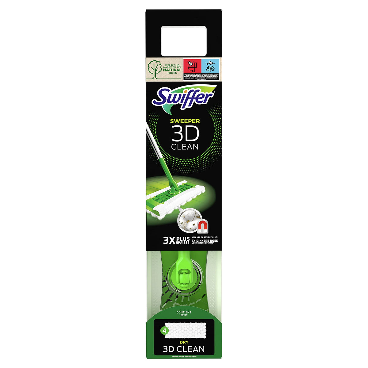 Swiffer 3D Dust Catcher Mop Starter Kit 4 Dry Wipes/2 Wet Wipes
