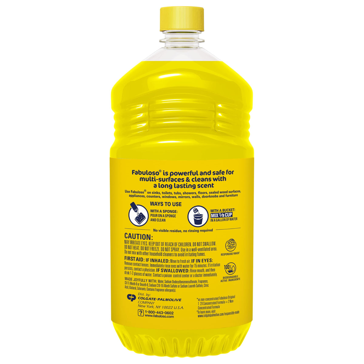 Fabuloso Multi-Purpose Cleaner, 2X Concentrated Formula, Refreshing Lemon Scent, 56 oz
