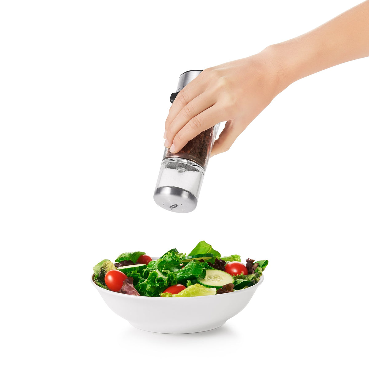 OXO Good Grips 2-in-1 Salt & Pepper Grinder & Shaker, Silver