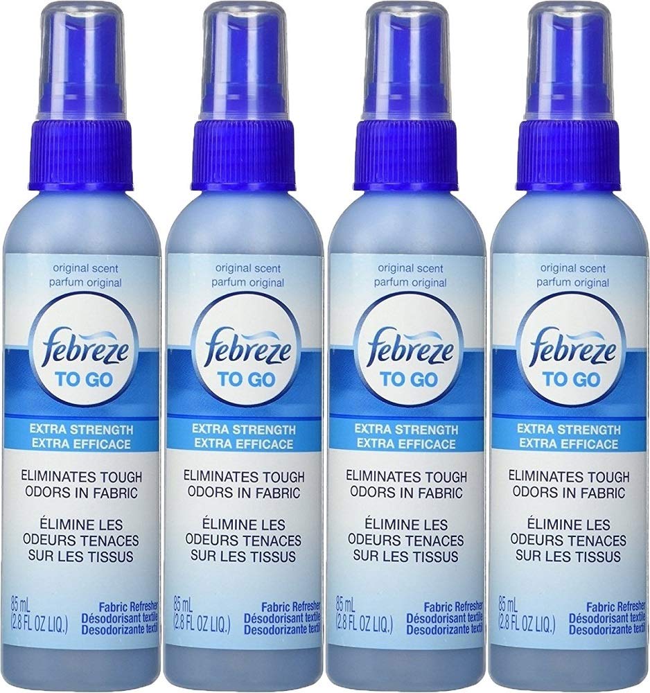 Febreze to Go Fabric Refresher Extra Strength Odor Remover Spray, Original Scent, 2.8 oz. (Pack of 4)