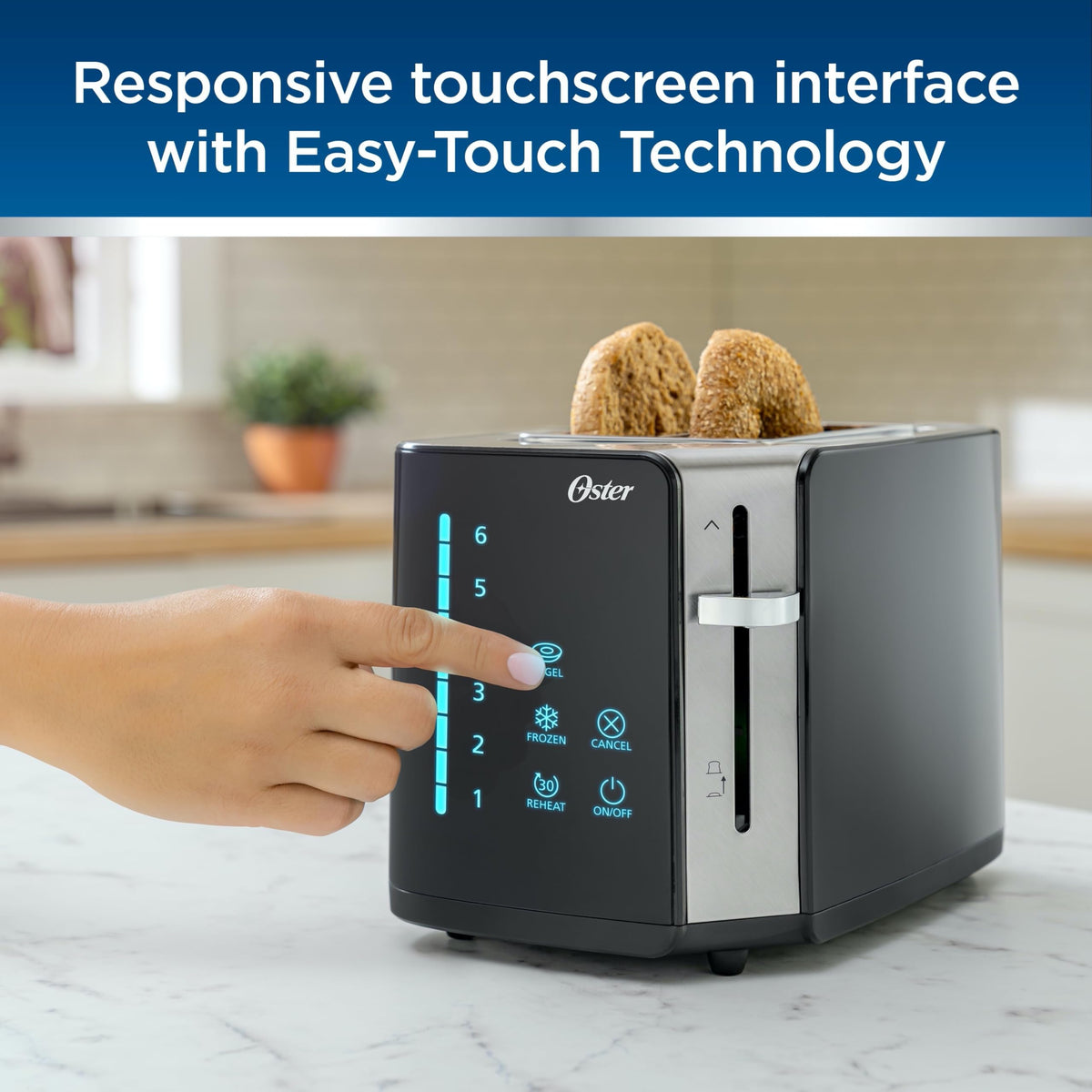Oster 2-Slice Stainless Steel Digital Touchscreen Toaster with Quick-Check Lever and Digital Countdown Timer