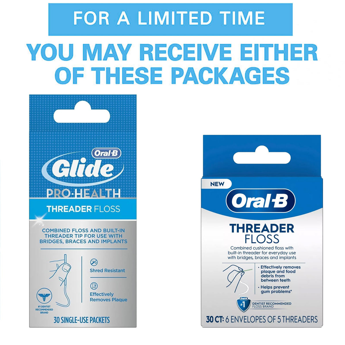 Oral-B Glide Threader Floss, 30-Count (Pack of 6)