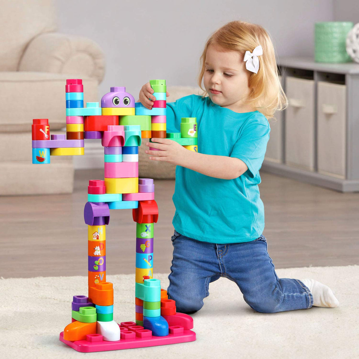 LeapFrog LeapBuilders 81-Piece Jumbo Blocks Box, Pink
