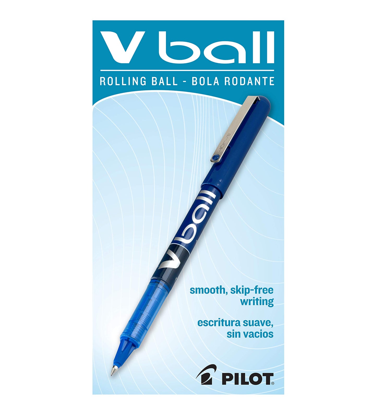 Pilot VBall Liquid Ink Rolling Ball Stick Pens, Extra Fine Point, Blue Ink, 12-Pack (35201)