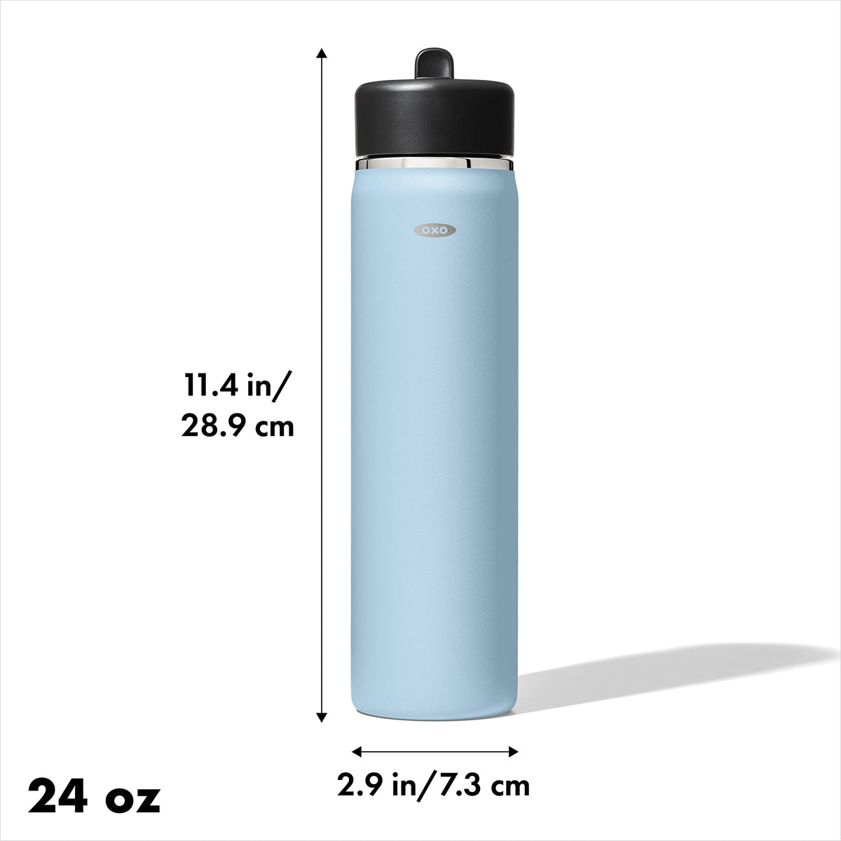 OXO Strive 24oz Wide Mouth Water Bottle with Straw Lid - Topaz Blue