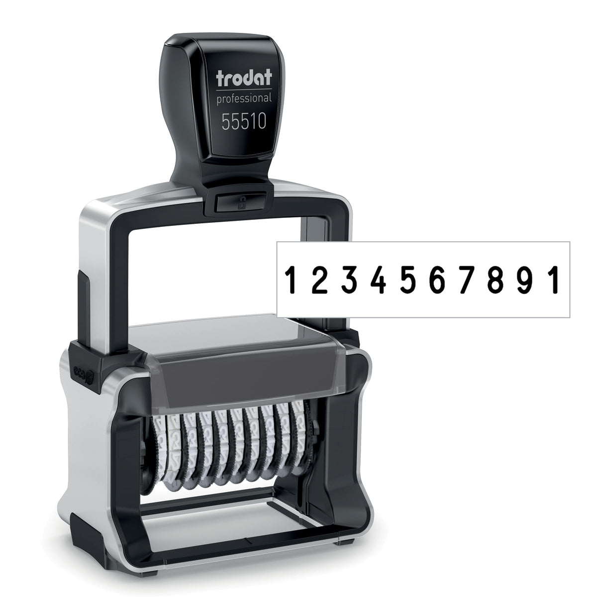 Trodat Numberer Stamp Professional 55510 – 10 Digits, Self Inking, 3/16" (5 mm) Characters, Black Ink