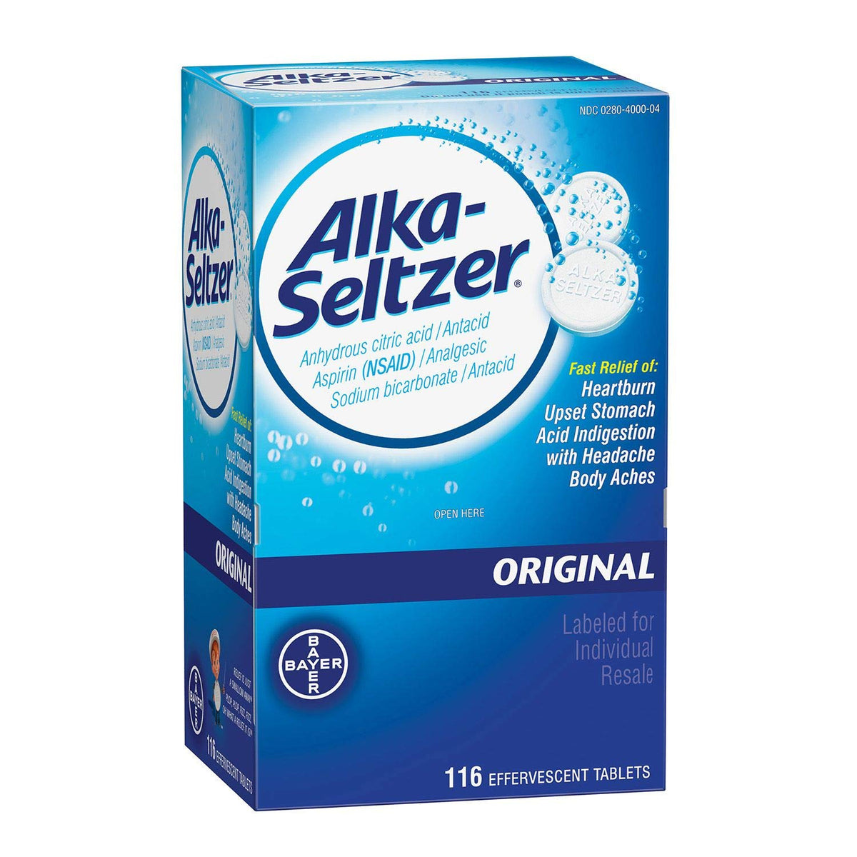 AlkaSeltzer Original Effervescent Antacid Tablets 116ct (2 Pack)