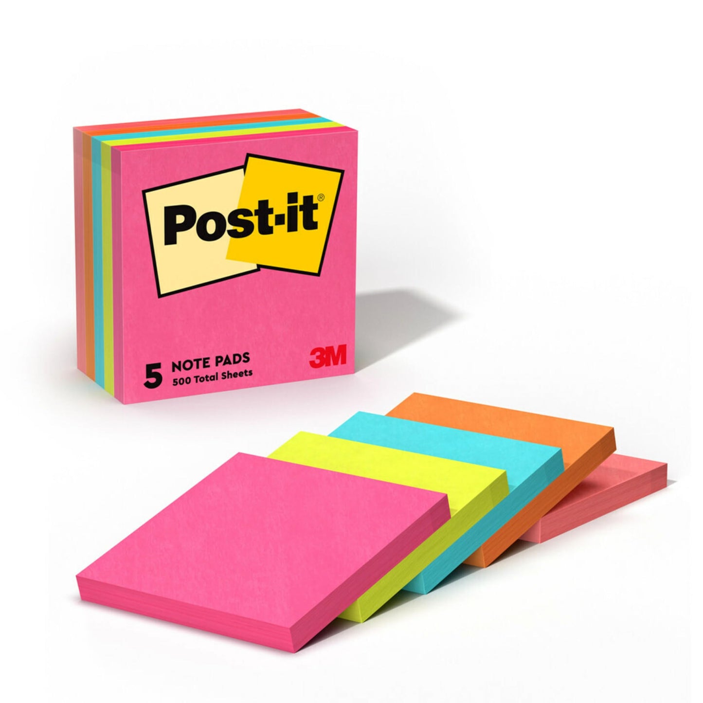 Post-it Notes 3x3 in 5 Pads America's #1 Favorite Sticky Notes, Poptimistic, Bright Colors, Clean Removal, Recyclable (655-5UC)