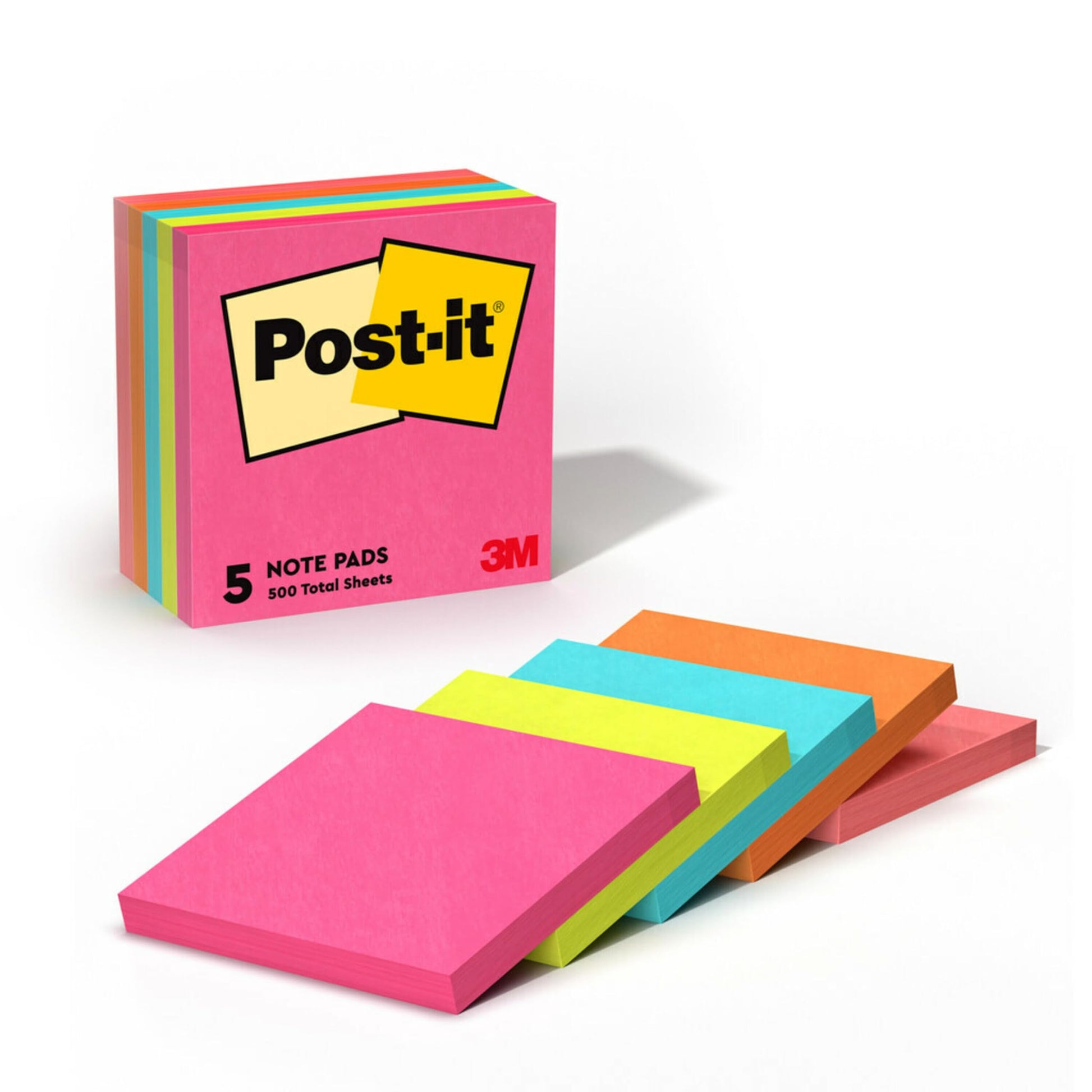 Post-it Notes 3x3 in 5 Pads America's #1 Favorite Sticky Notes, Poptimistic, Bright Colors, Clean Removal, Recyclable (655-5UC)
