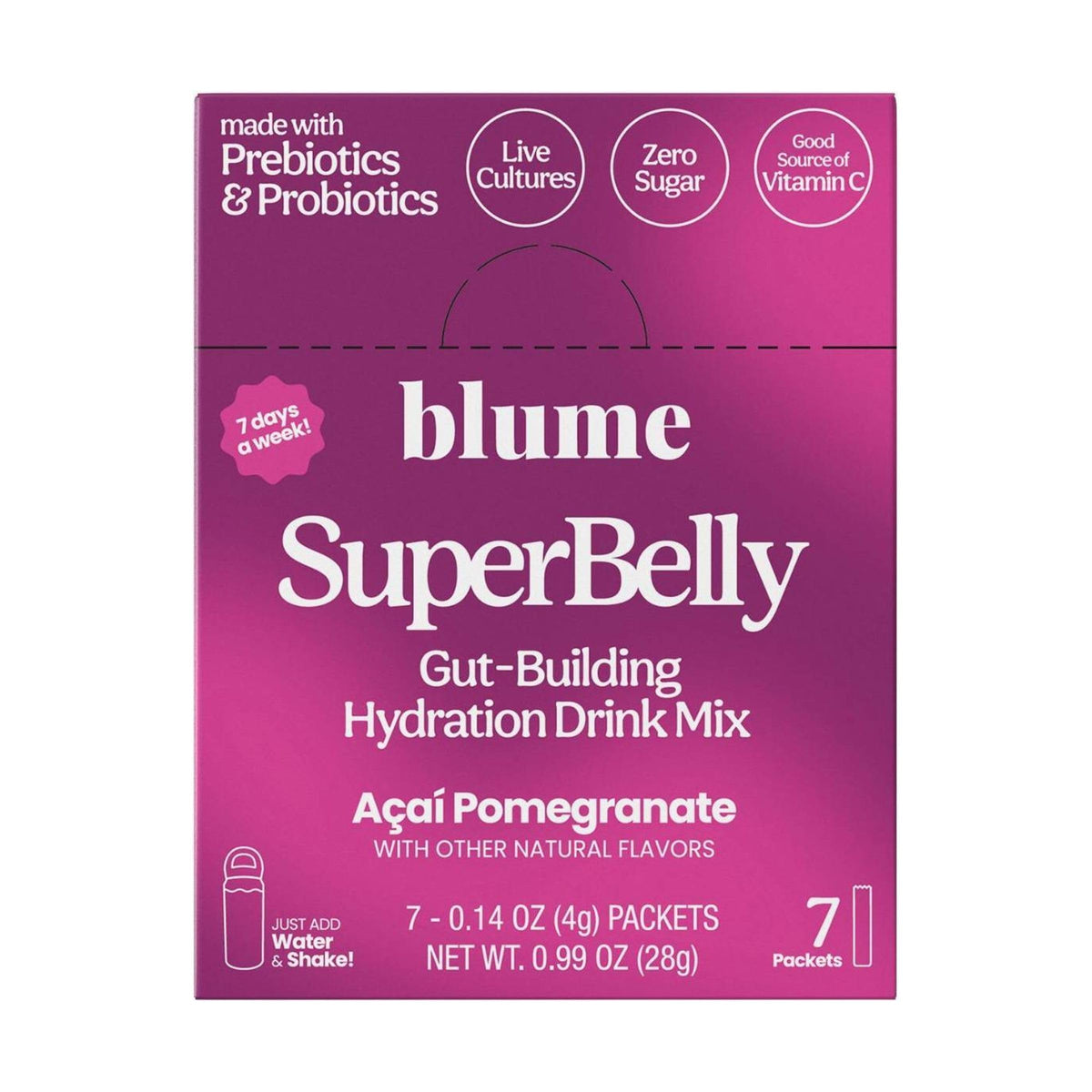 Blume Acai Pomegranate Superbelly Powder 7 Count