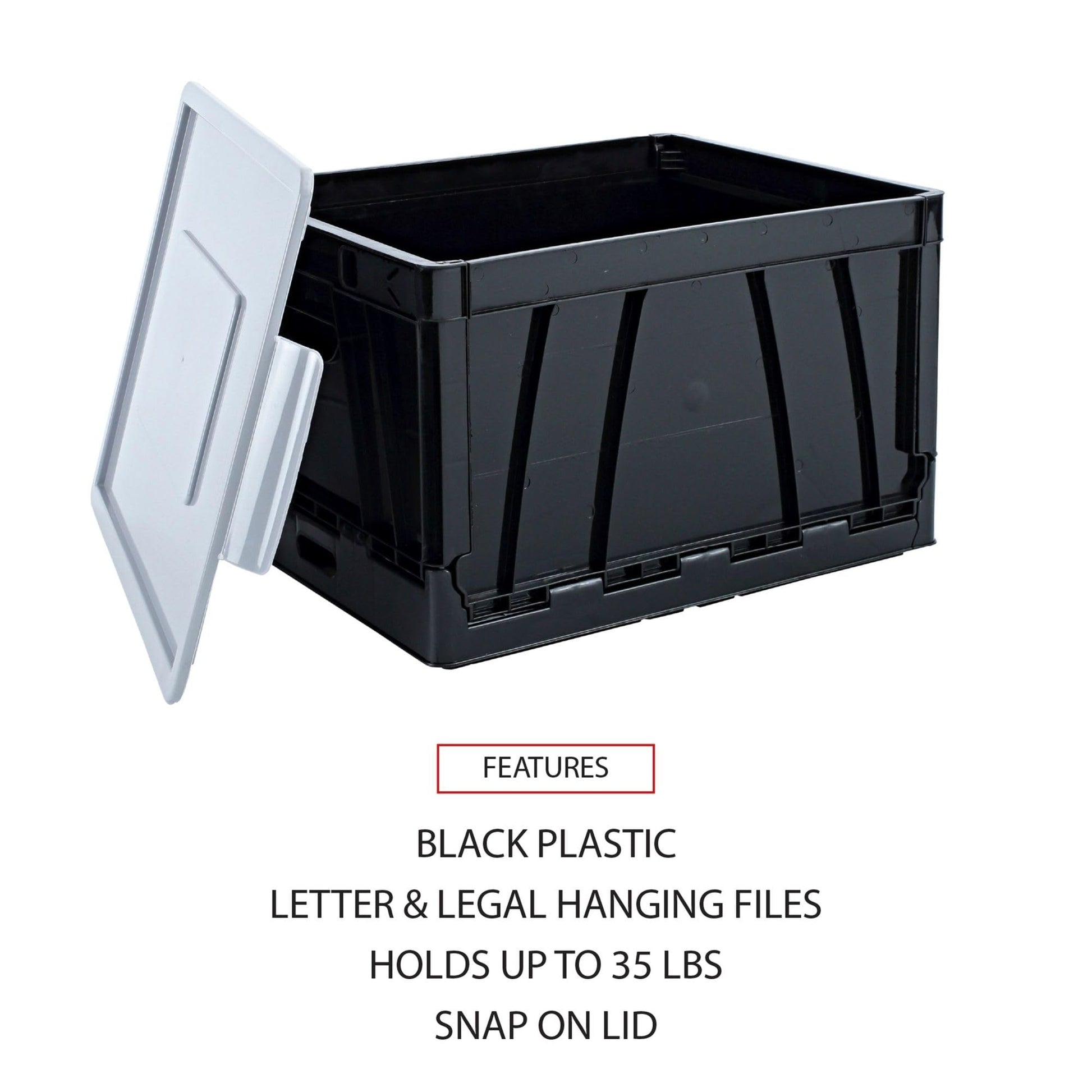 Universal UNV40010 17.25 in. x 14.25 in. x 10.5 in. Letter/Legal Files Collapsible Crate - Black/Gray (2/Pack)