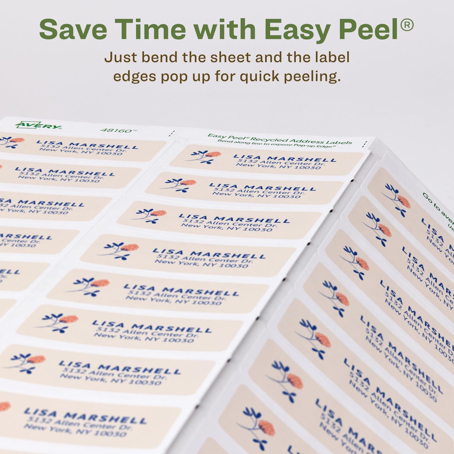 Avery EcoFriendly Recycled Address Labels, 1" x 2-5/8", White, Permanent Label Adhesive, 750 Printable Labels (48160)