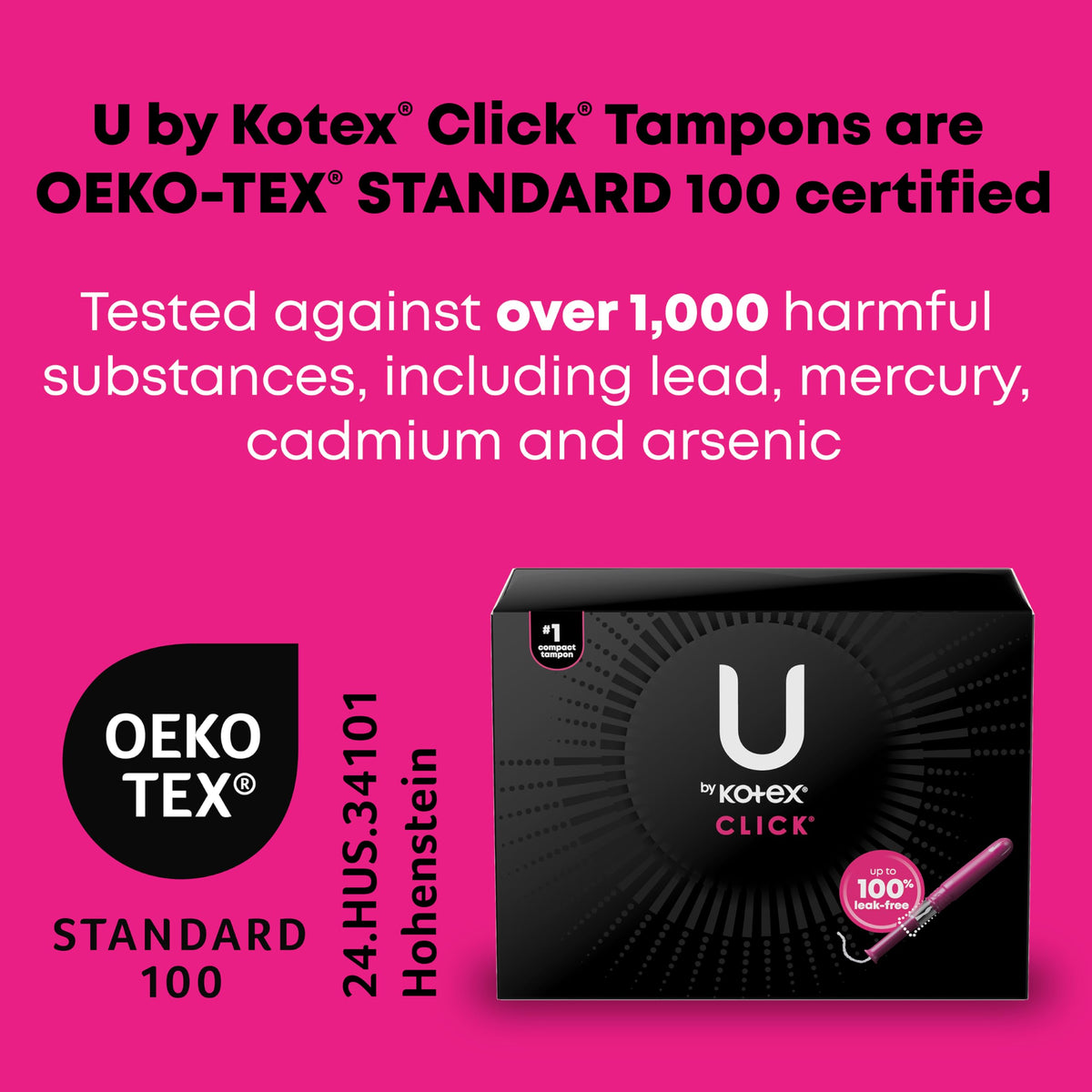 U by Kotex Tampons, Click Compact, Regular Absorbency, Unscented, 45 Count