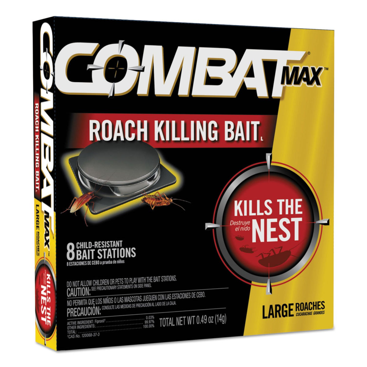 Combat 51913 Roach Bait Insecticide, 0.49 oz Bait, 8/Pack, 12 Pack/Carton