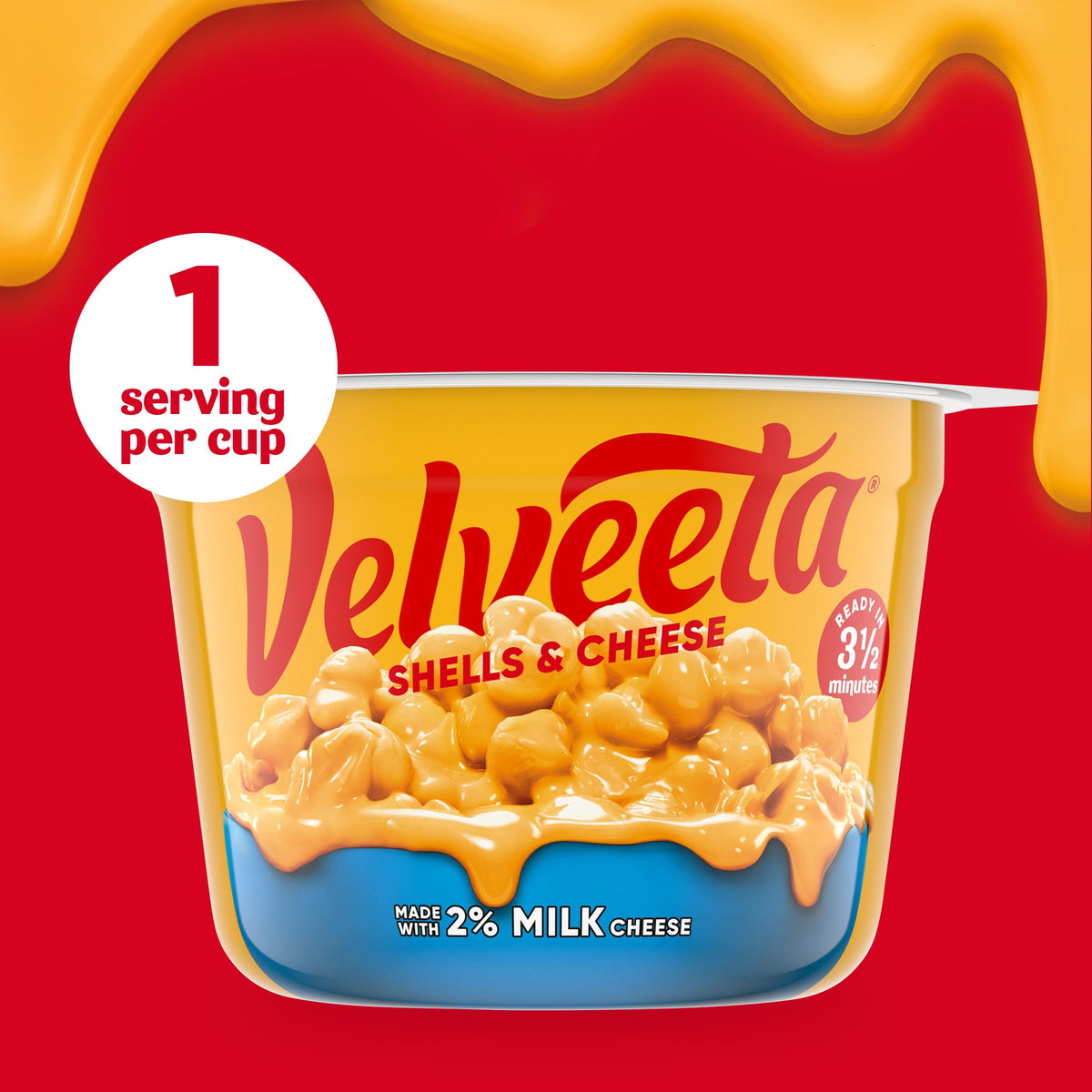 Velveeta Shells & Cheese Microwaveable Shell Pasta with 2% Milk Cheese, 4 ct Pack, 2.19 oz Cups