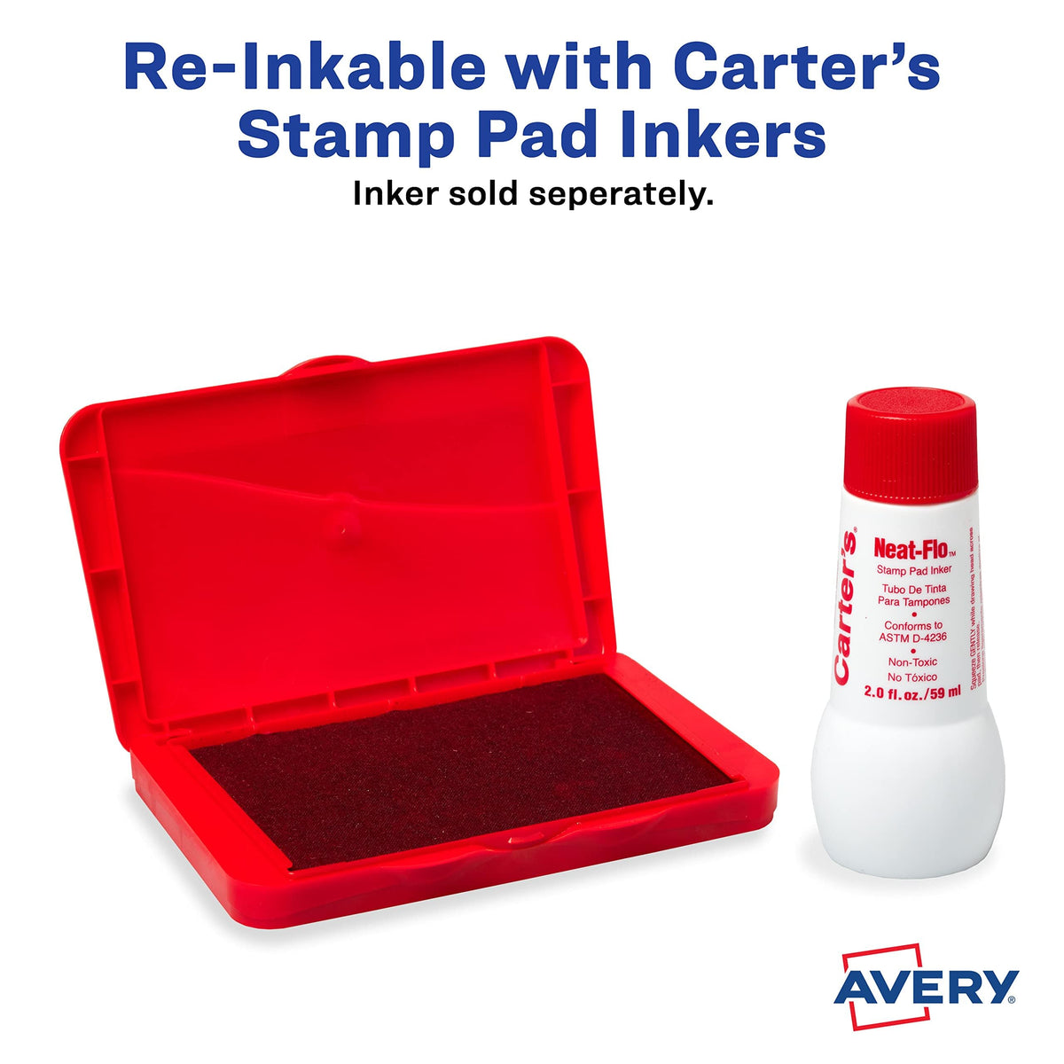 Carter's Felt Red Stamp Pad, 2.75 x 4.25 Inch Ink Pad (21071)