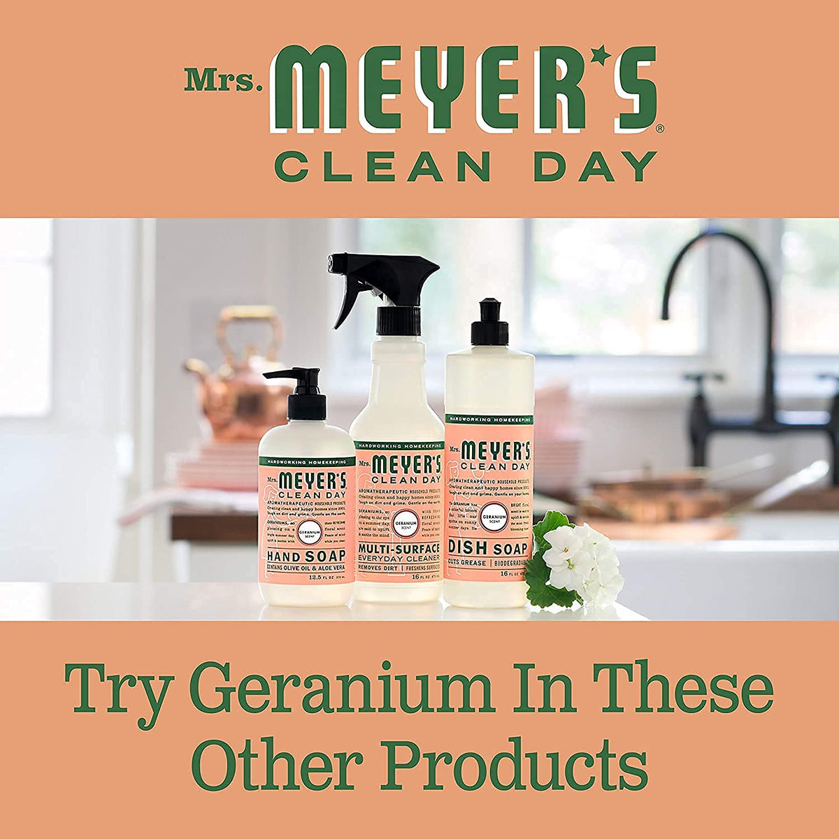MRS. MEYER'S CLEAN DAY Dish Soap, Geranium, 16-Ounce (Pack - 6)