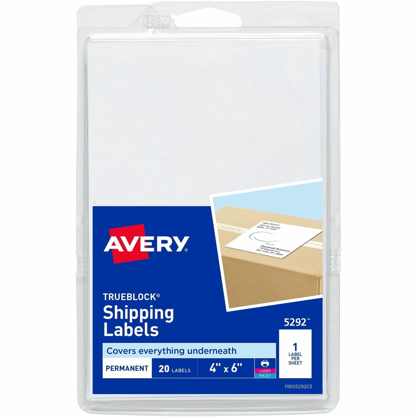 Avery Printable Shipping Labels, 4" x 6", White, 20 Blank Address Labels (05292)