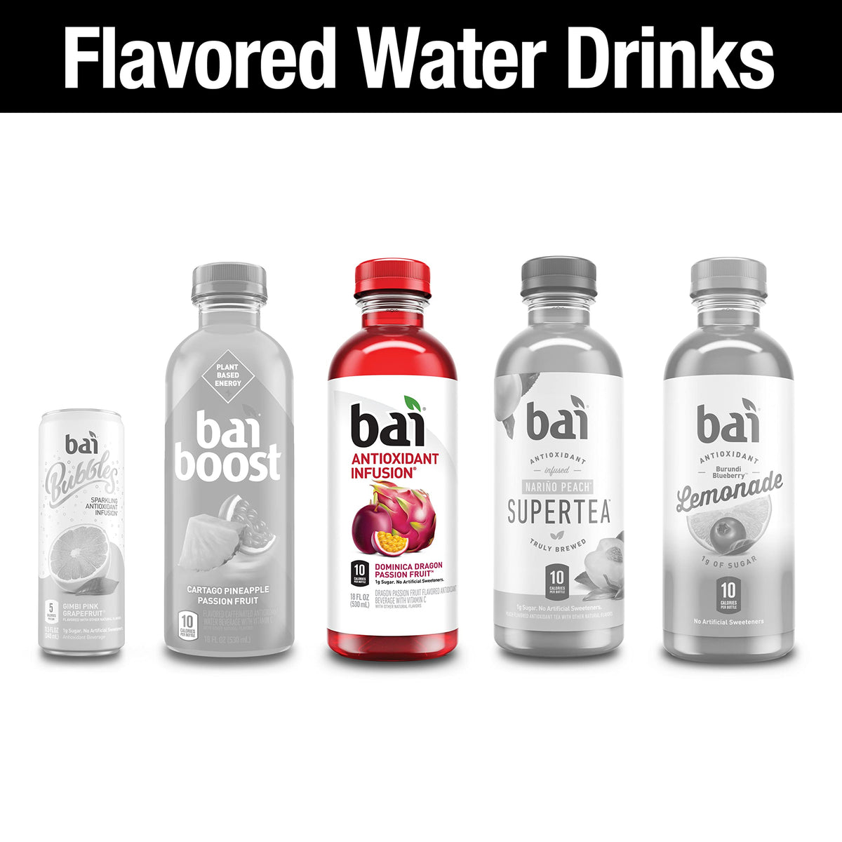 Bai Dominica Dragon Passion Fruit, Antioxidant Infused Beverage, 18 Fl Oz Bottle (Pack of 12)