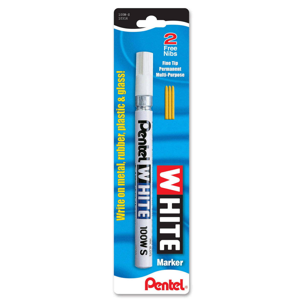 Pentel Permanent Marker, White, Fine Point, 1-Pack (100W-S)