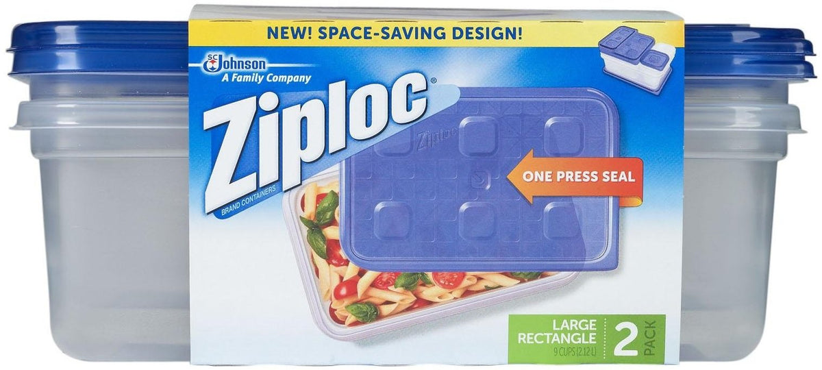 Ziploc Container Large Rectangle, 9 cup Containers - 2 ct