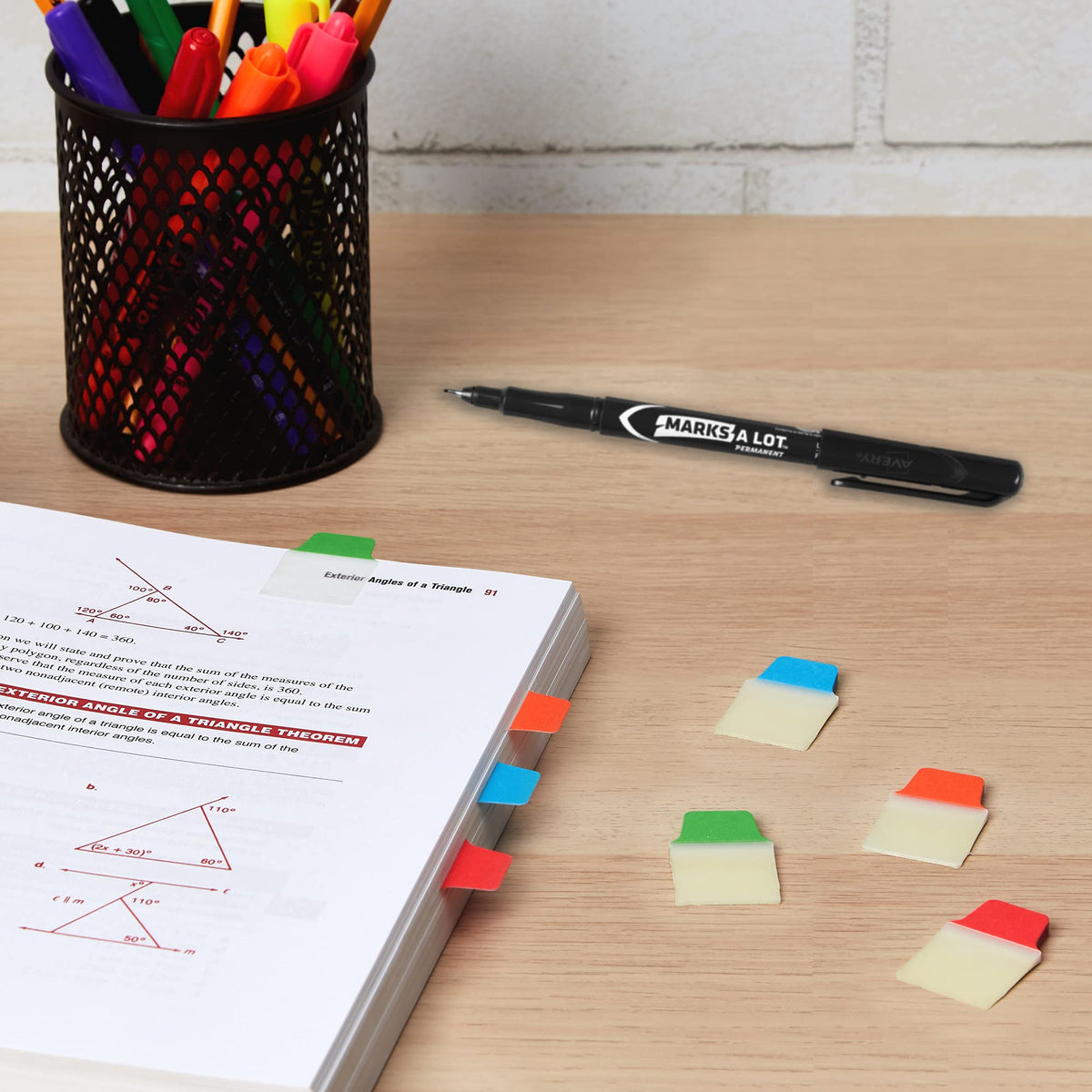 Avery Mini Ultra Tabs, 1" x 1.5", 2-Side Writable, Assorted Primary Colors, 80 Repositionable Tabs (74763)