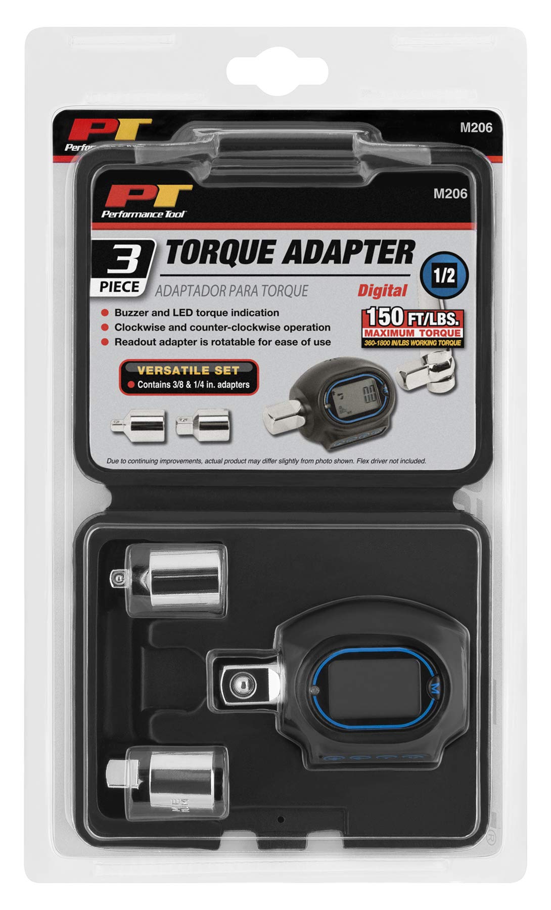 Performance Tool M206 Digital Torque Adapter (1/2'' Drive & includes adapters for 3/8'' and 1/4'')