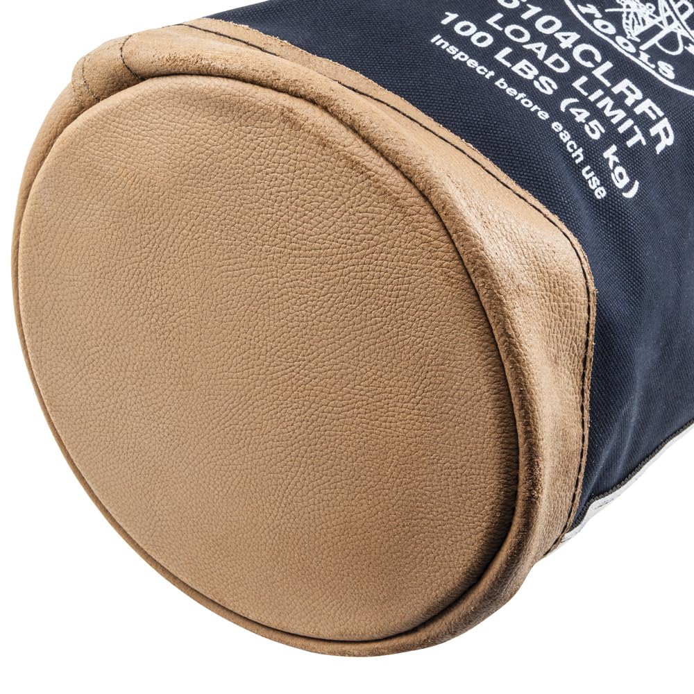 Klein Tools 5104CLRFR Canvas Bucket, Flame-Resistant Top Closing Tool Bucket, with Double-Reinforced Bottom, 100-Pound Load Rated