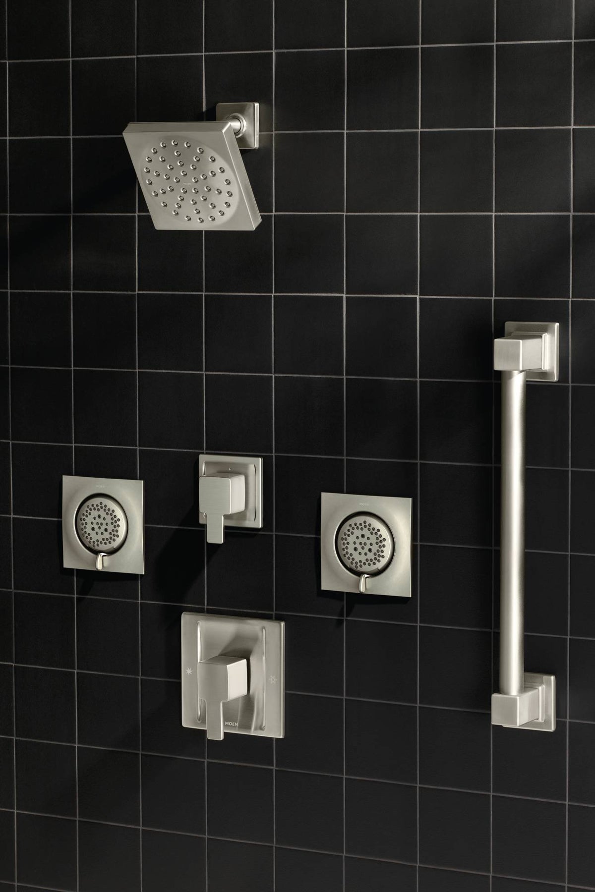Moen TS1420BN Mosaic Square Two-Function Body Spray, Valve Required, Brushed Nickel