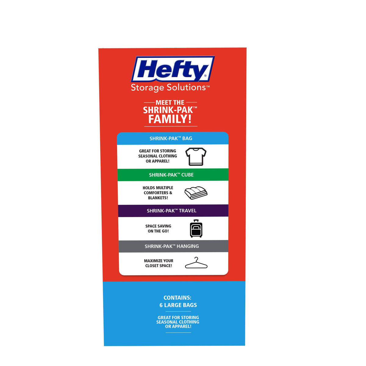 Hefty Shrink Pak - 6 Large Bags