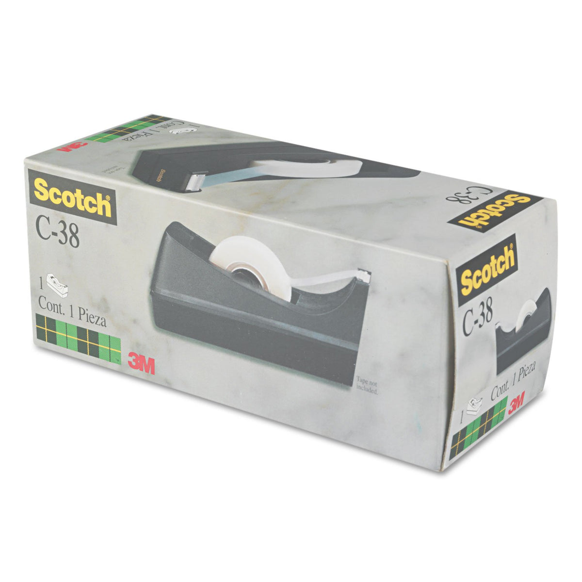 Scotch C38BK Desktop Tape Dispenser, 1-Inch Core, Weighted Non-Skid Base, Black